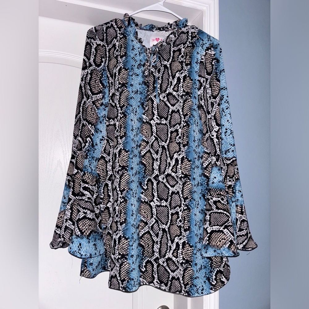 Buddy Love Blue and Black Snake Print Dress